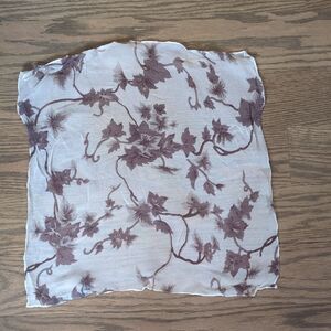 Express Vintage Botanical Floral Sheer Scarf Cream Taupe Rayon Y2K